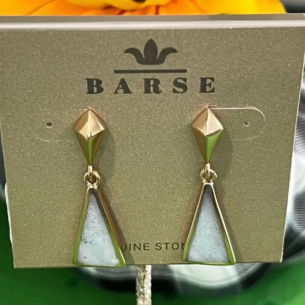 NWT Barse Genuine Earrings Amazonite & Gold Earrings #BJ